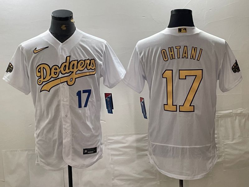 Men Los Angeles Dodgers 17 Ohtani White All Star Nike Elite MLB Jersey style 3